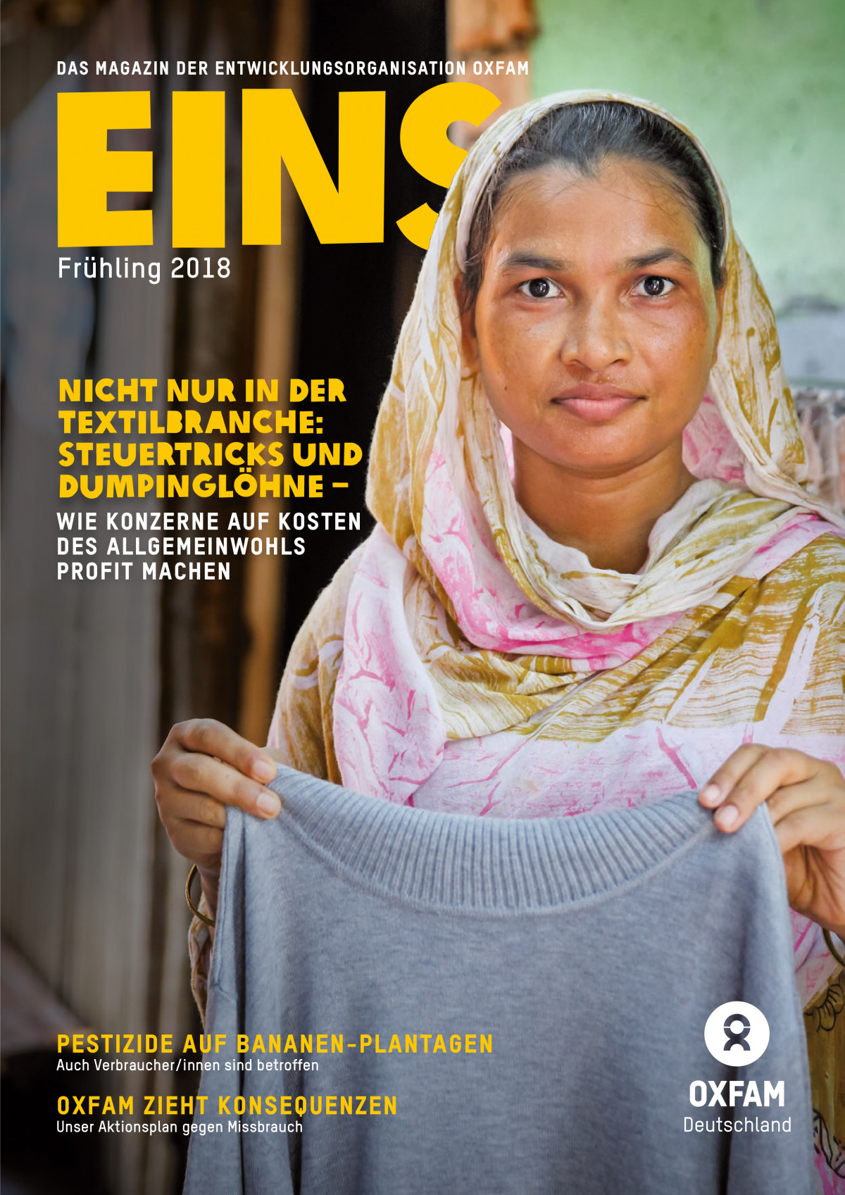 Titelbild vom Oxfam-Magazin EINS (Frühling 2018)