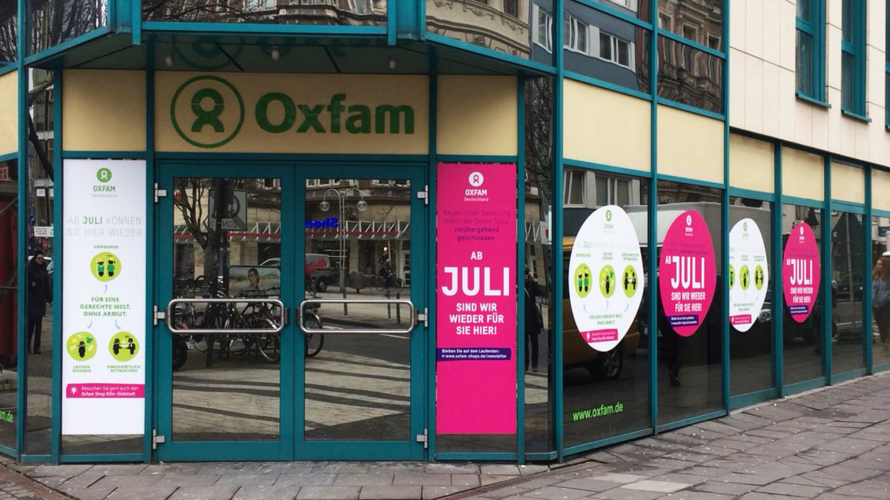 Wegen Sanierungsarbeiten bleibt der Oxfam Shop Köln-Neustadt vorübergehend geschlossen.
