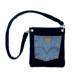 Upcycling-Unikat: Cord-Tasche blau