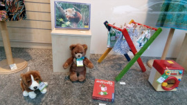 Spielsachen im Schaufenster eines Oxfam Shops