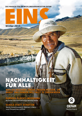 Titelbild vom Oxfam-Magazin EINS (Winter 2015)