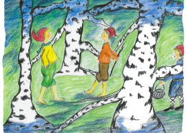 Eine Zeichnung aus dem Bilderbuch, an dem Gisela gerade arbeitet.