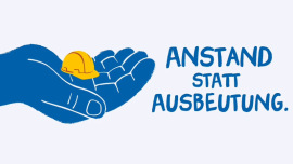 Anstand statt Ausbeutung: Text-Grafik für die Lieferketten-Kampagne 2025