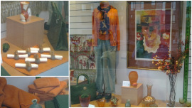 Herbstliches Schaufenster des Oxfam Shops Hamburg-Hoheluft