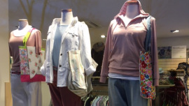 selbstgenähte Taschen im Oxfam Shop