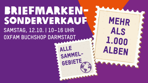 Im Oxfam Buchshop Darmstadt gibt es einen Briefmarken-Sonderverkauf.