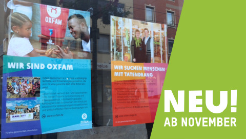 Oxfam Shop Würzburg - Schaufenster vor der Eröffnung